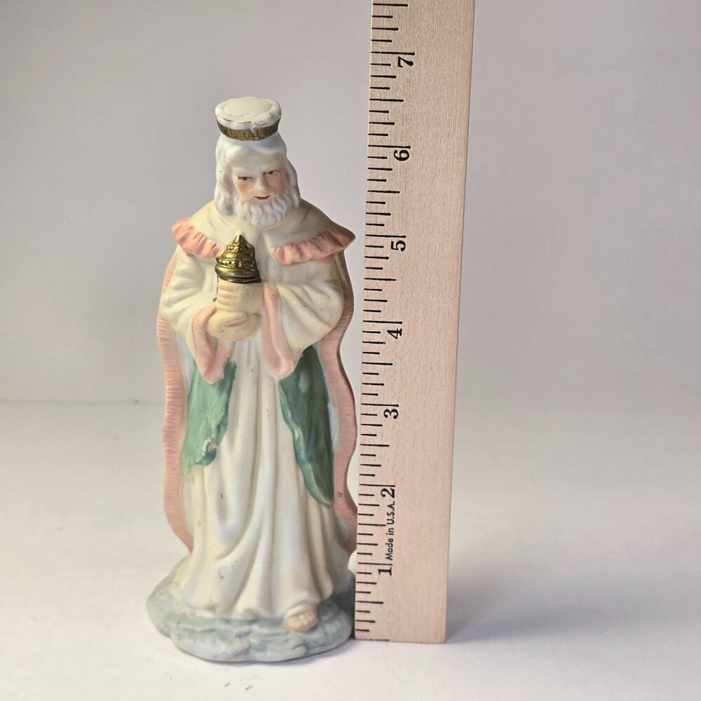 Vintage Nativity Porcelain Figurine Wise Man Magi Figure Christmas Decor Holiday - Picture 8 of 8